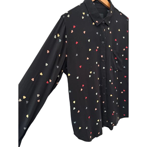 Rails Rocsi Rainbow Sweetheart Long Sleeve Button Front Top Size Medium - Picture 4 of 10